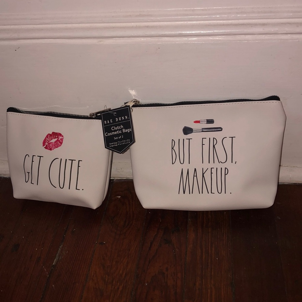 NWT RAE DUNN “GET CUTE & BUT FIRST MAKEUP” BAGS 💄